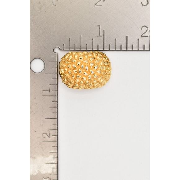 Christian Dior Vintage Clip On Earrings Pebbled Gold Chunky Signed 1980s BinAF - Picture 12 of 12